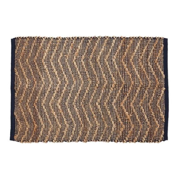 Design Imports Natural Jute Chevron - French Blue - 2 X 3 Ft
