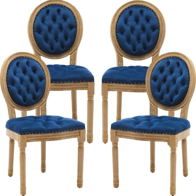 One Allium Way® French Style Vintage Solid Wood Upholstered Dining Chair (Set of 4)