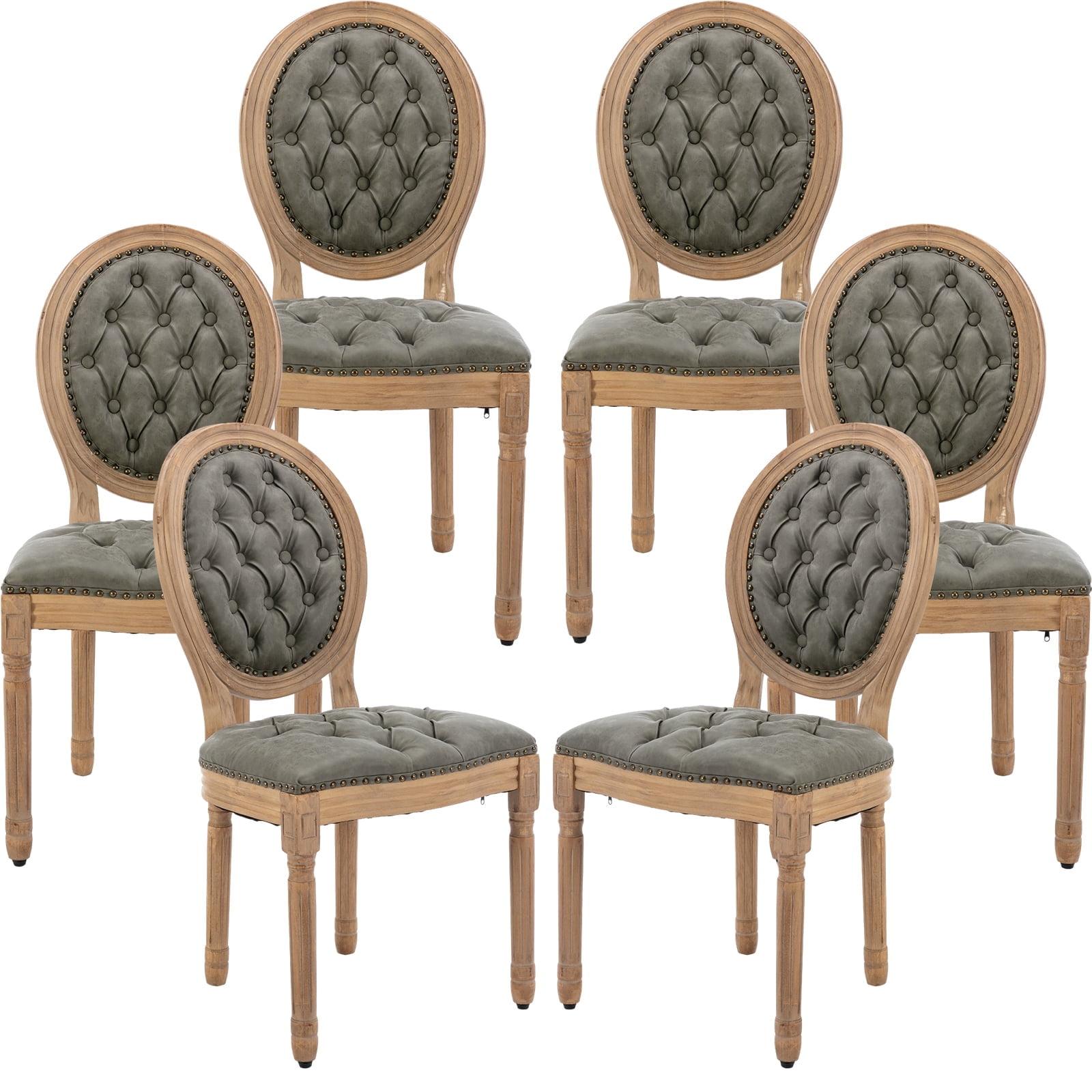 One Allium Way® French Style Vintage Solid Wood Upholstered Dining Chair (Set of 6)