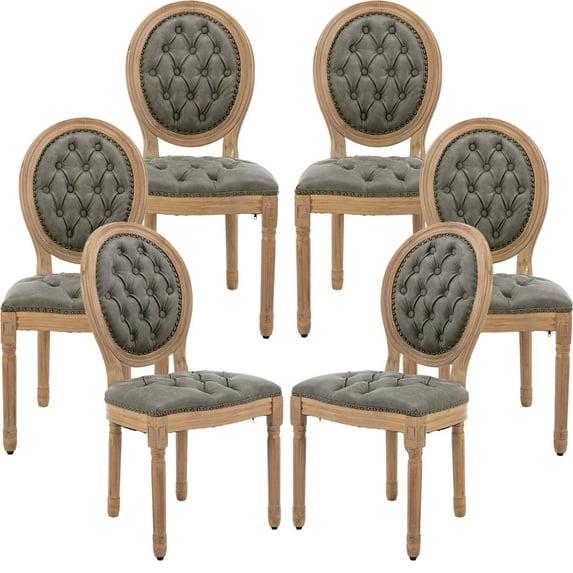 One Allium Way® French Style Vintage Solid Wood Upholstered Dining Chair (Set of 6)