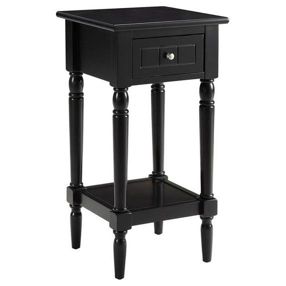 French Country Khloe 1 Drawer Accent Table with Shelf, Black