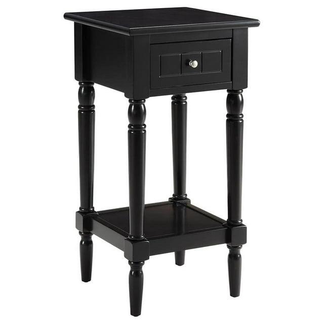 French Country Khloe 1 Drawer Accent Table with Shelf, Black