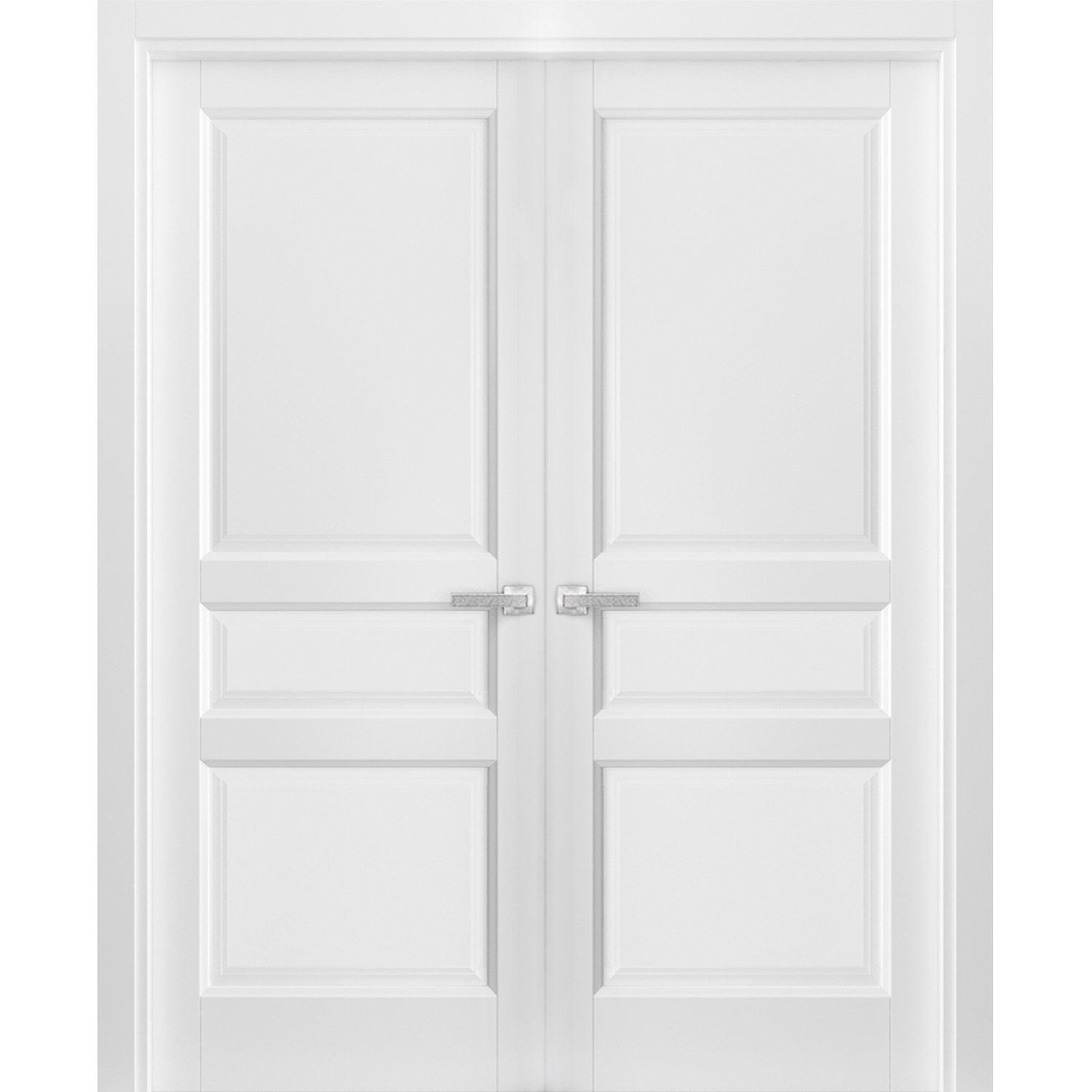 White Double French Panel Doors 60 x 84 with Hardware