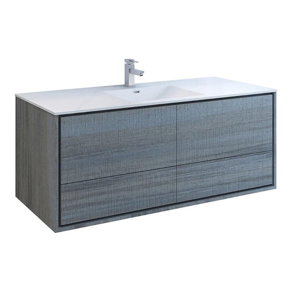 Ocean Gray 60" Wall-Mounted Single Basin Vanity with Acrylic Top