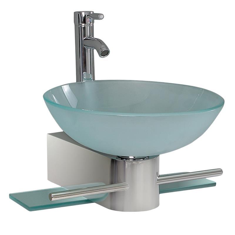 Turquoise Round Glass Vessel Sink with Faucet and Drain