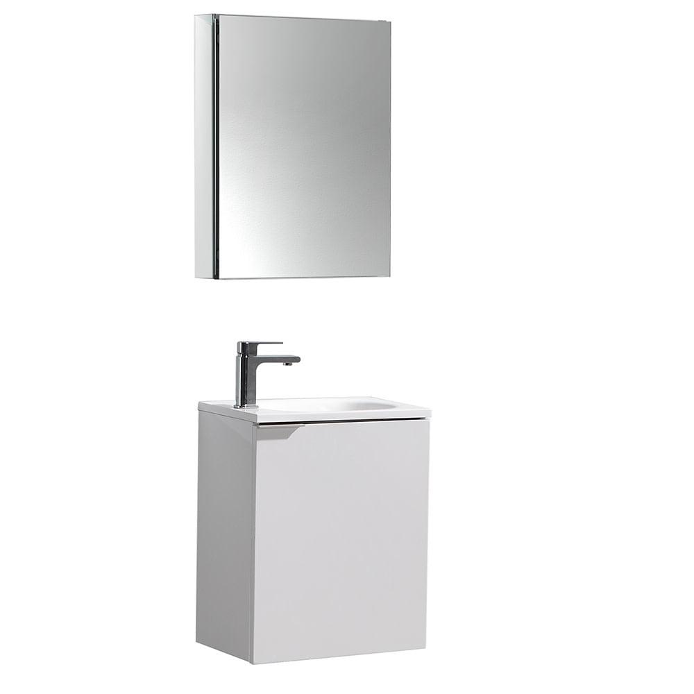 Fresca FVN8003 Senza 20" Wall Mounted Single Vanity Set with Wood Cabinet and Ac