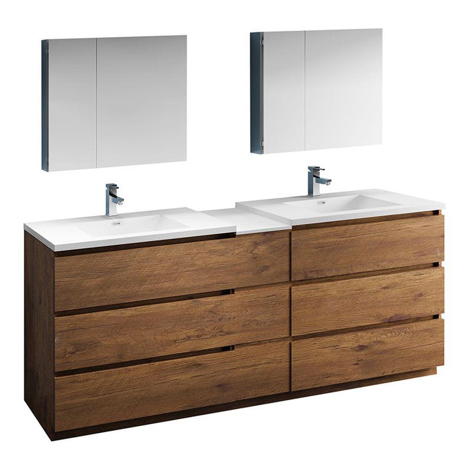 Rosewood 84" Modern Double Sink Vanity Set with Acrylic Top