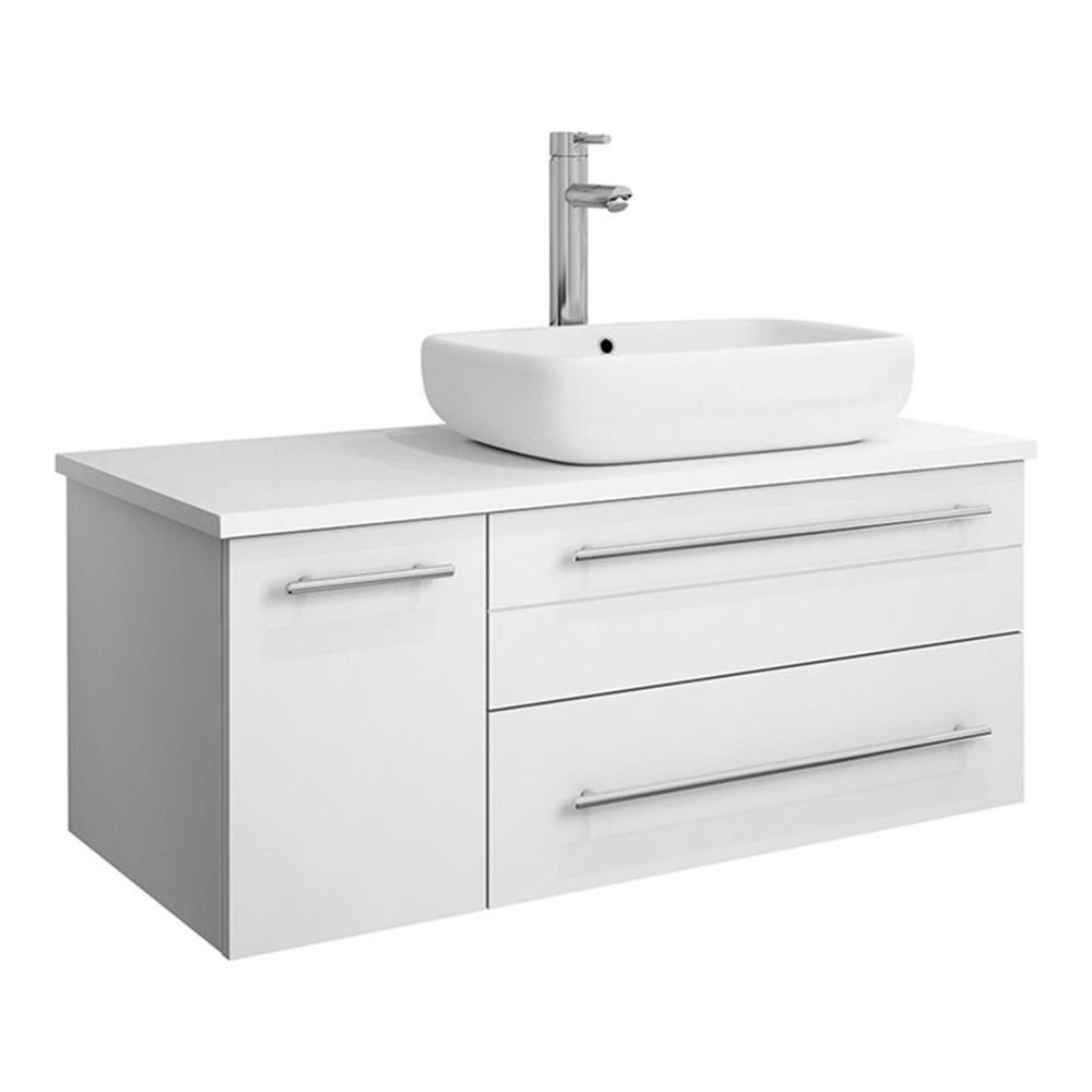 Lucera 36" Wall Mounted Right Version Single Vessel Sink Bathroom Vanity