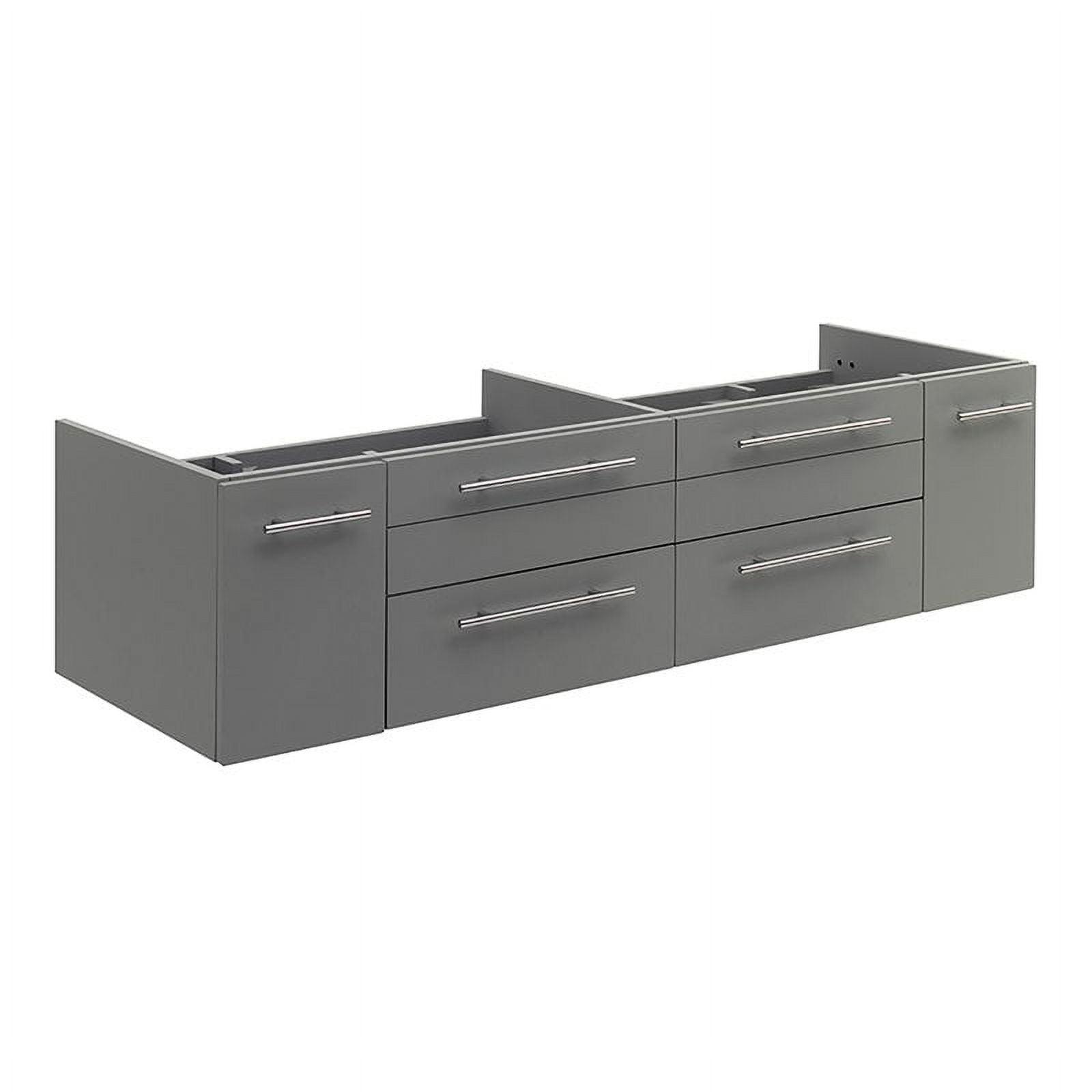 Gray 60" Wall-Mount Double Sink Modern Bathroom Vanity