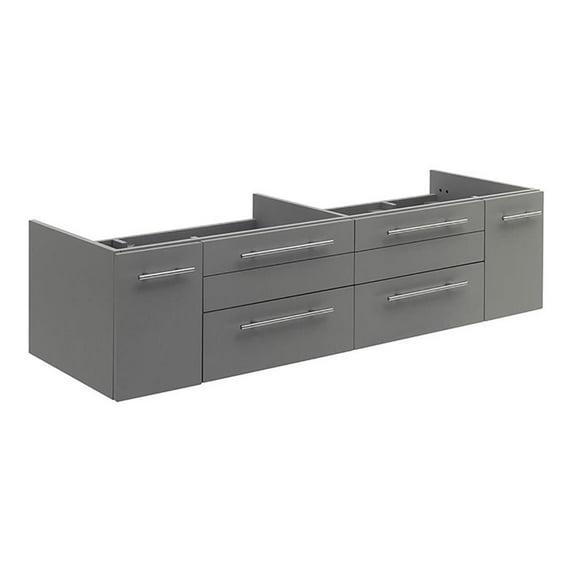 Fresca Lucera 60" Wall Mount Double Undermount Sink Bathroom Vanity Base Only (Top & Sink Not Included)
