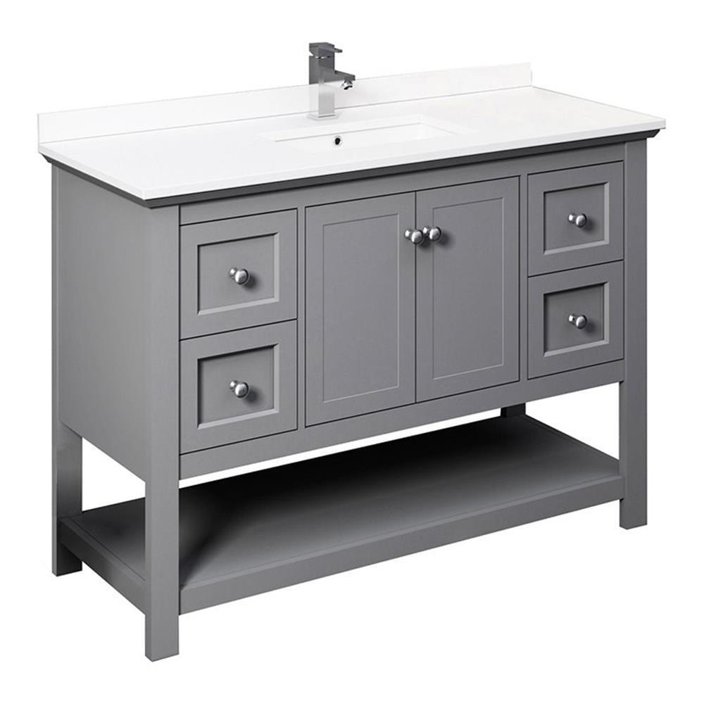 Gray 48" Single Bathroom Vanity with Quartz Top