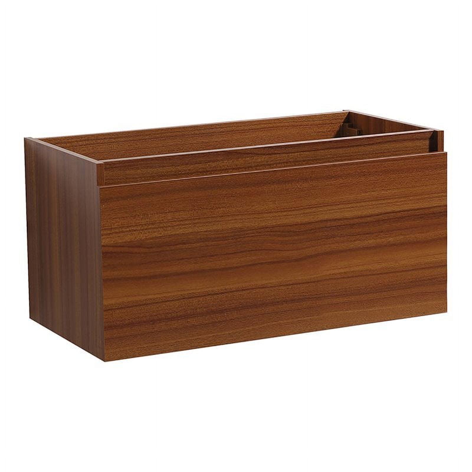 Modern Teak and Acrylic 35" Wall-Mounted Single Vanity