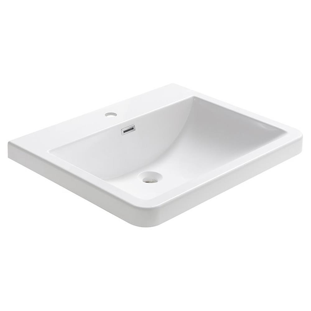 Fresca Milano 20.25'' White Plastic Rectangular Bathroom Sink with Overflow