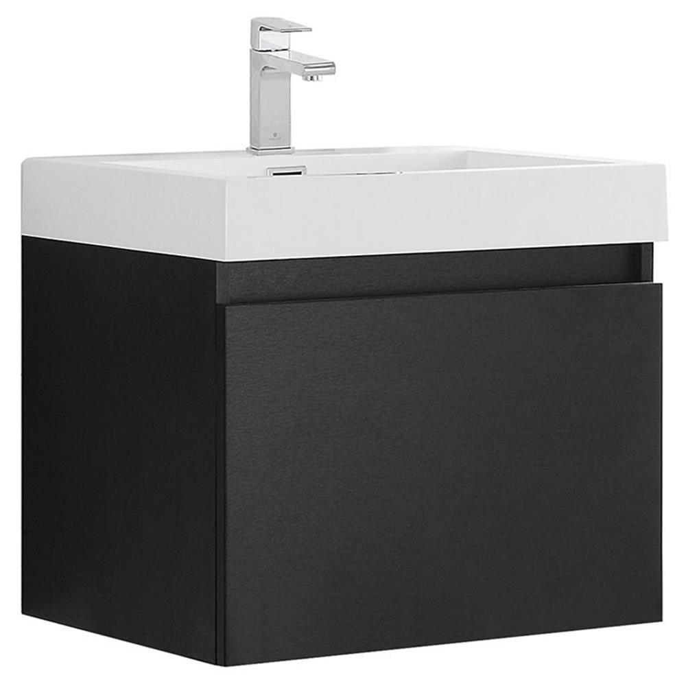 Fresca Nano Black Modern Bathroom Cabinet with Integrated Sink