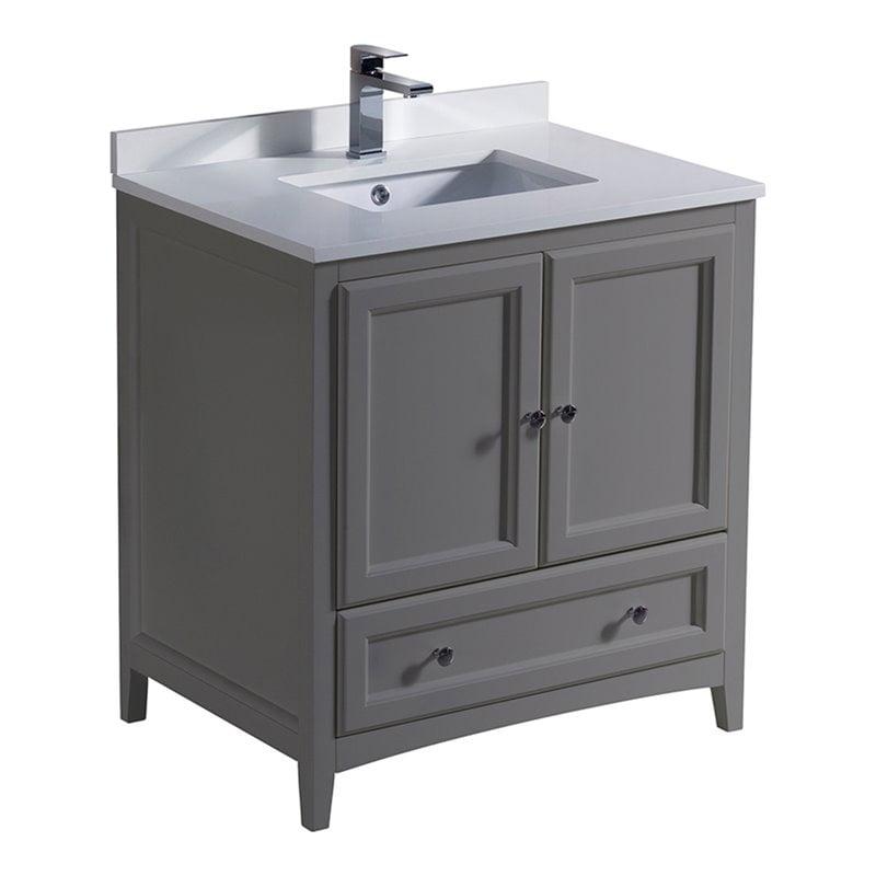 Country Elegance 30" Freestanding Vanity with Quartz Top in Gray