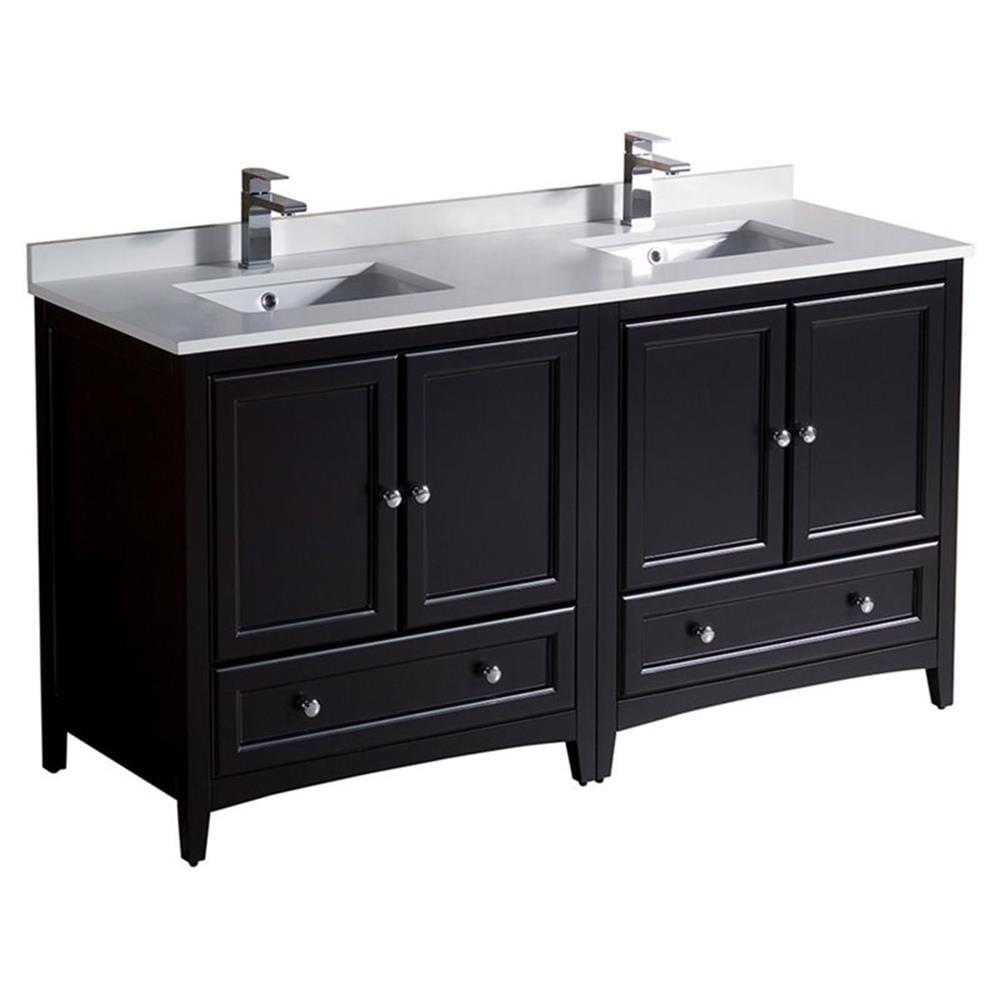 Oxford 60" Freestanding Double Sink Bathroom Vanity with Top and Sinks (Faucets Not Included)