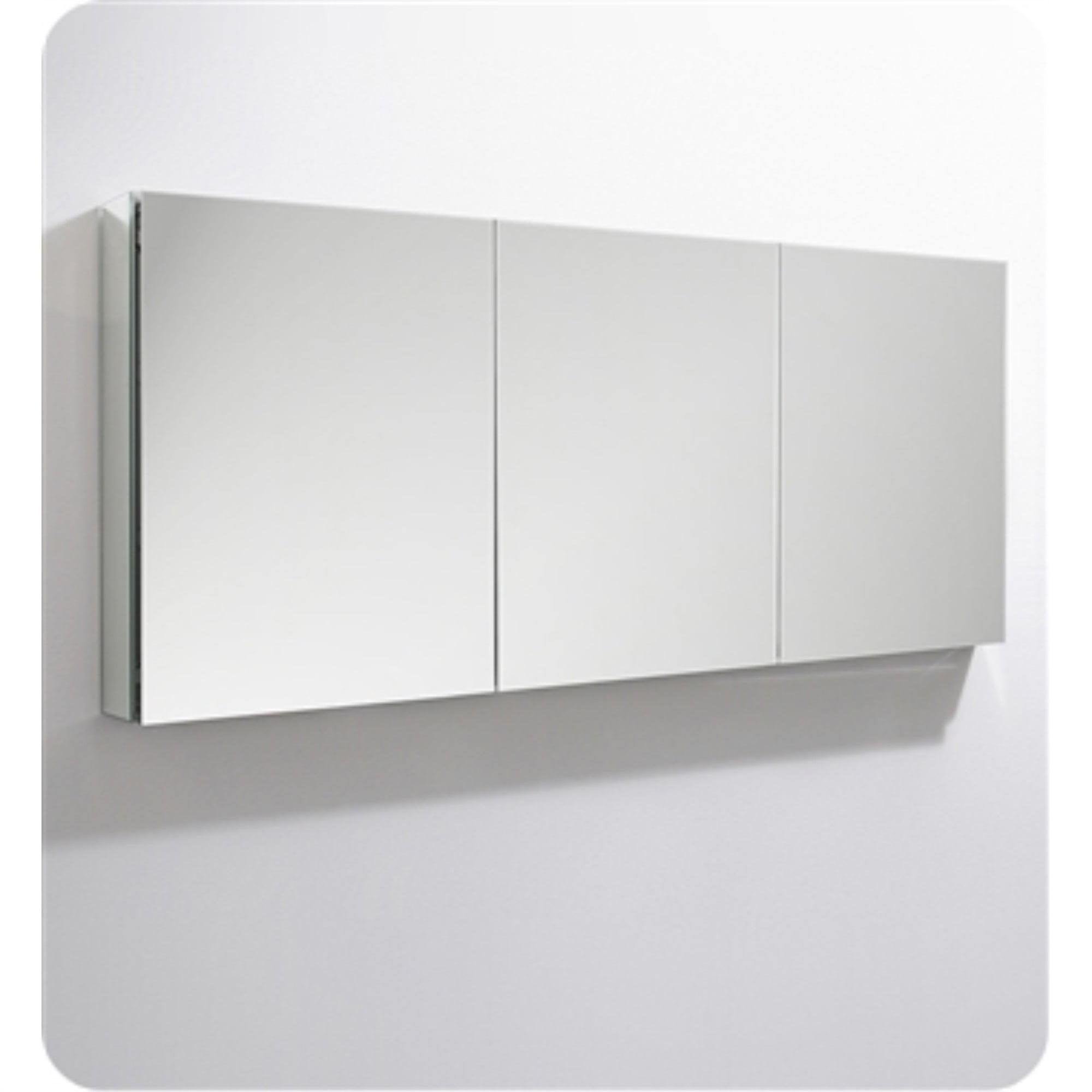 Modern 59" Wide Frameless Rectangular Bathroom Medicine Cabinet with Mirrored Finish