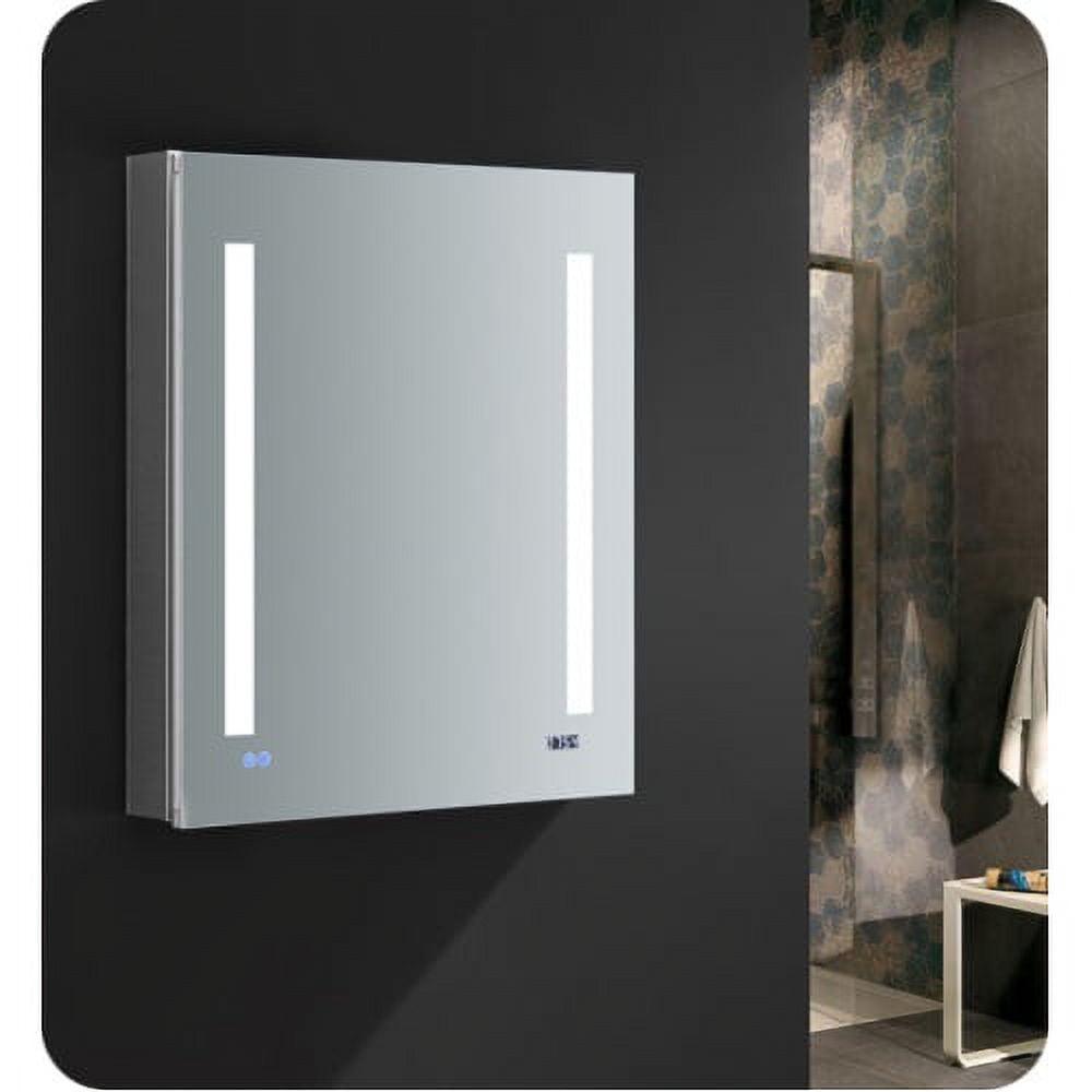 Modern 24"x30" Aluminum Frameless Mirrored Medicine Cabinet with LED & Clock