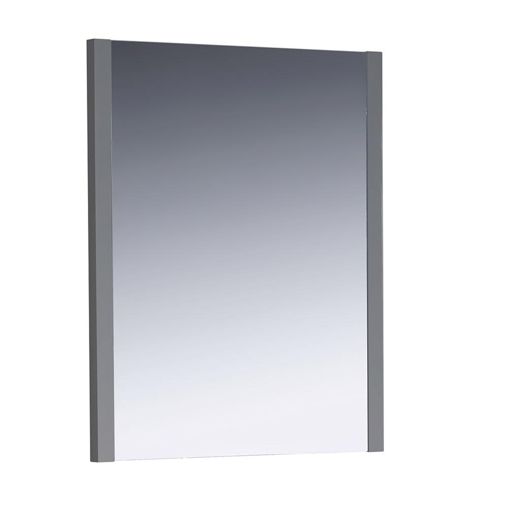 Sleek 25.5" x 31.5" Modern Gray Wood Frameless Bathroom Vanity Mirror