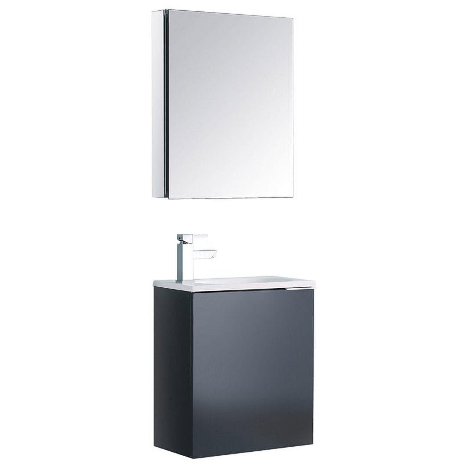 Valencia 20" Glossy Gray Wall-Mounted Vanity Set with Medicine Cabinet