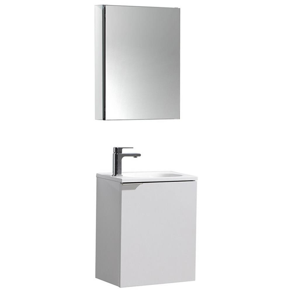 Valencia Glossy White 20" Modern Wall-Mounted Vanity Set with Acrylic Top