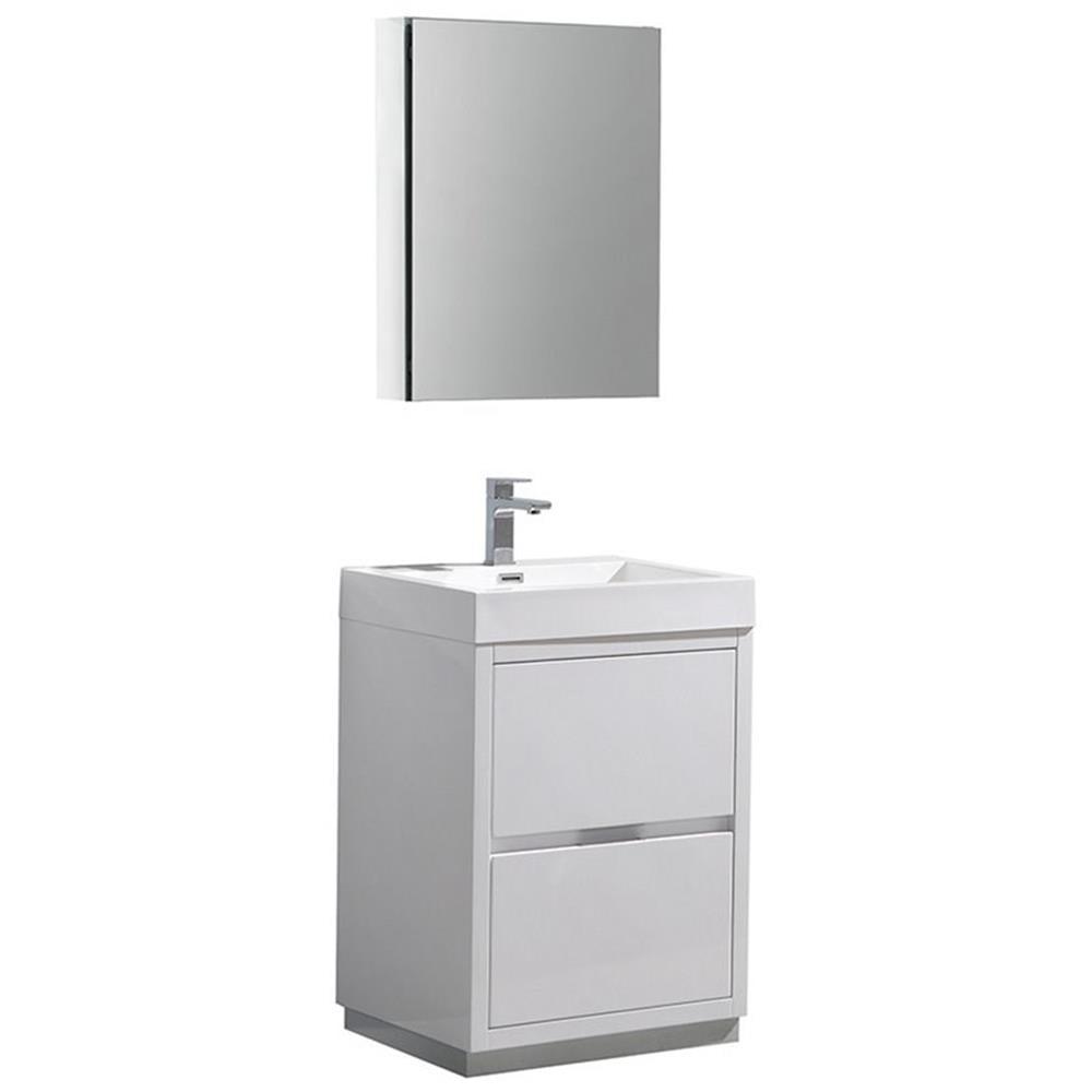 Fresca Valencia 24" Freestanding Single Sink Bathroom Vanity Set w/ Medicine Cabinet (Faucet Not Included)