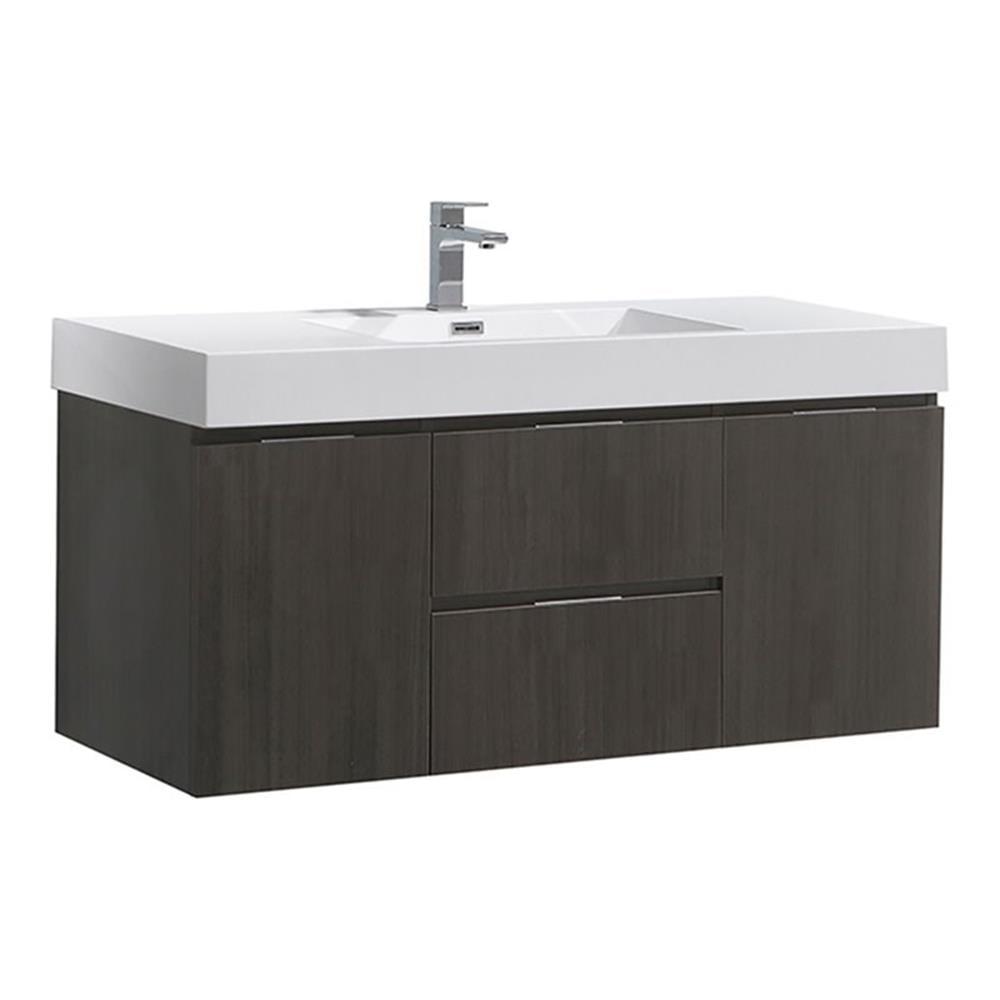 Fresca Valencia 48" Modern Wood and Resin Bathroom Vanity in Gray Oak