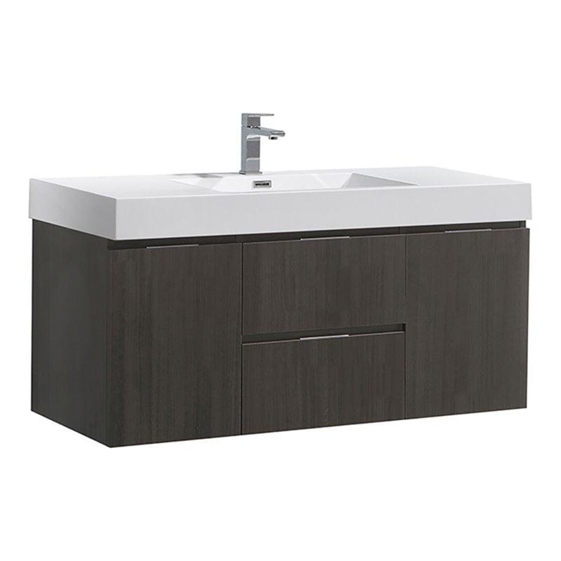 Valencia 48" Gray Oak Wall-Mount Double Sink Vanity