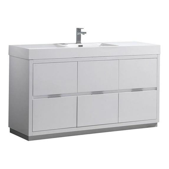 Valencia 60" Freestanding Single Modern Bathroom Vanity with Ingegrated Sink - Faucet Not Included