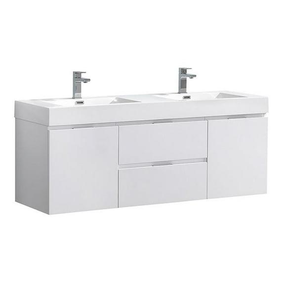 Valencia 60" Wall Mount Double Sink Bathroom Vanity with Top and Sinks (Faucets Not Included)