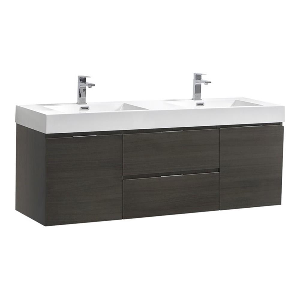 Fresca Valencia 60" Wall Mount Double Sink Bathroom Vanity with Top and Sinks (Faucets Not Included)