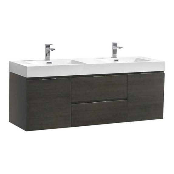Fresca Valencia 60" Wall Mount Double Sink Bathroom Vanity with Top and Sinks (Faucets Not Included)