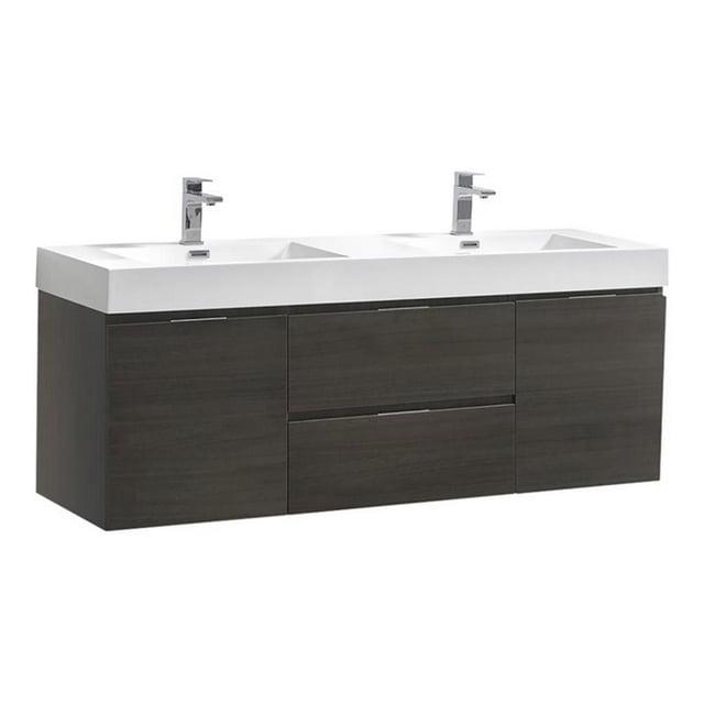 Fresca Valencia 60" Wall Mount Double Sink Bathroom Vanity with Top and Sinks (Faucets Not Included)