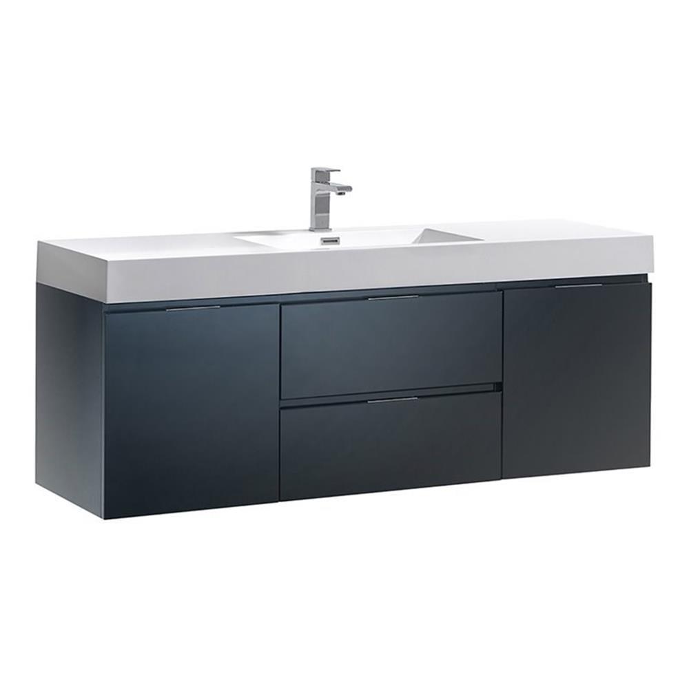Valencia 60" Wall Mount Single Sink Bathroom Vanity with Top and Sink (Faucet Not Included)