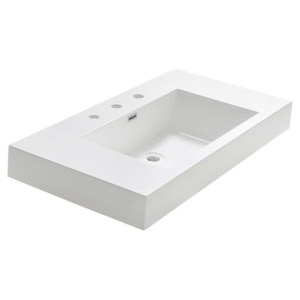 Vista Modern White Acrylic Rectangular Integrated Sink