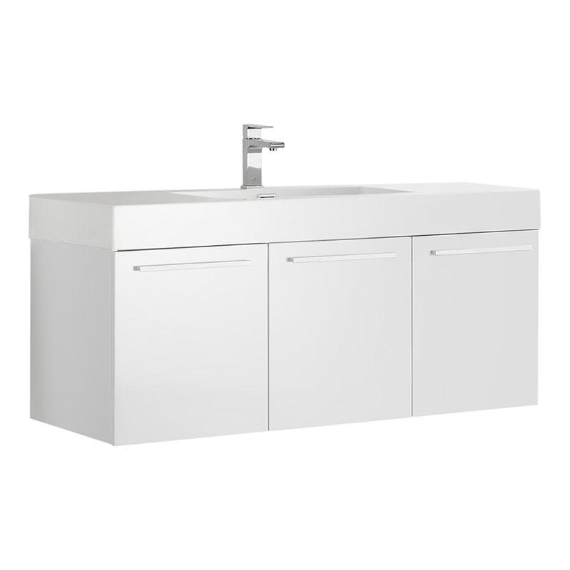 Vista 47" Glossy White Wall-Mount Bathroom Vanity