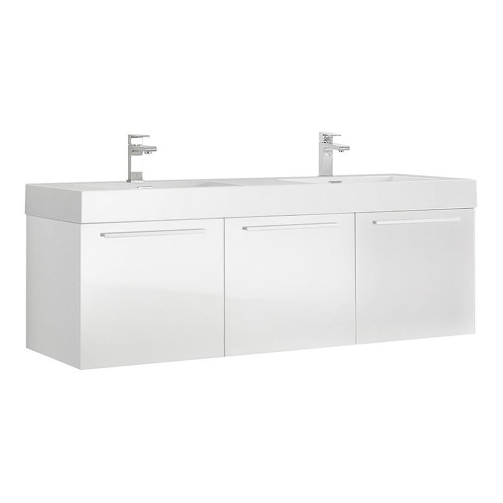 Vista 60'' Wall Mounted Modern Double Bathroom Vanity with Acrylic Vanity Top
