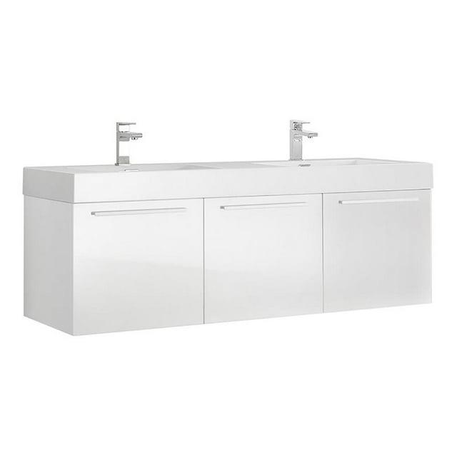 Vista 60'' Wall Mounted Modern Double Bathroom Vanity with Acrylic Vanity Top