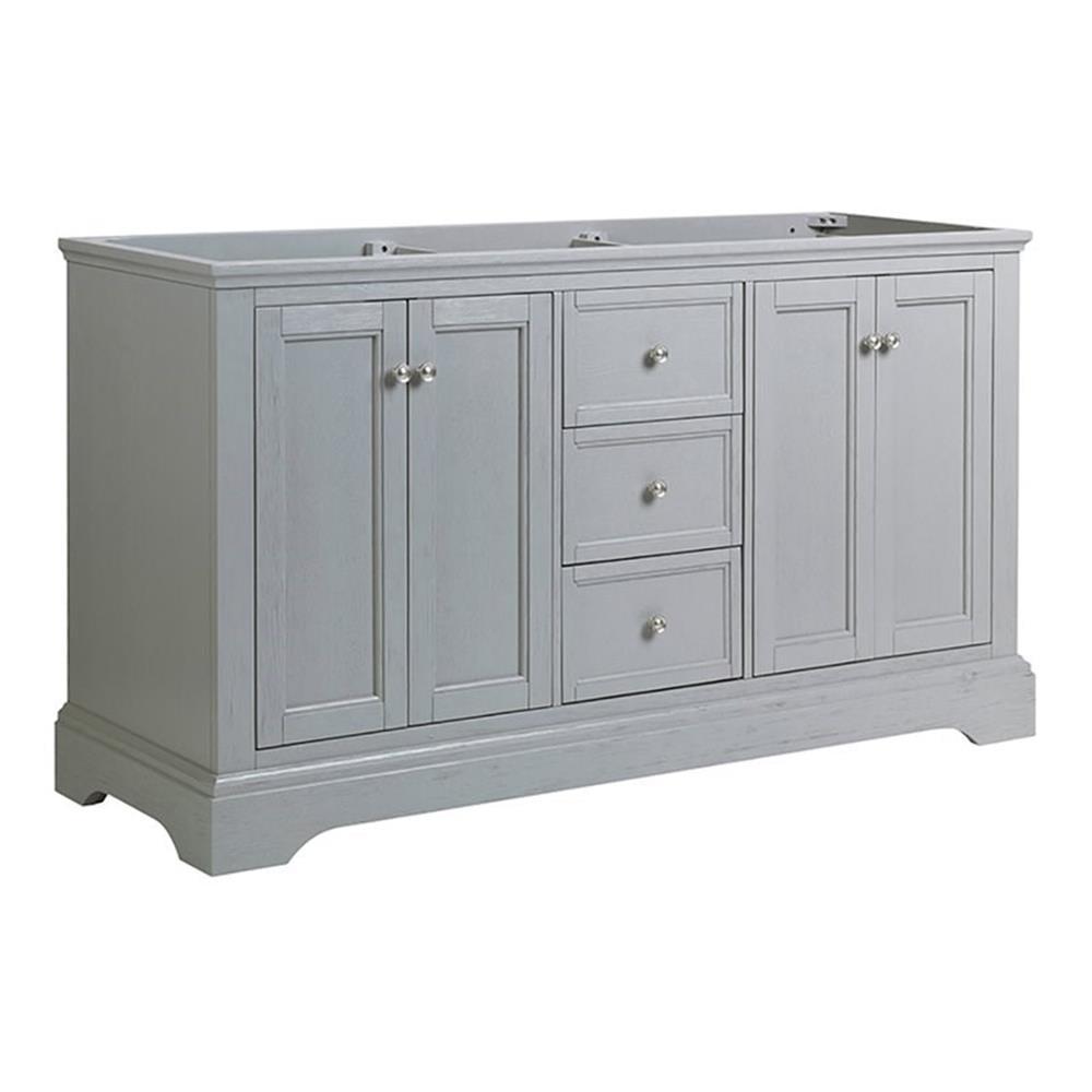 Gray Double Freestanding Wood Bathroom Vanity Cabinet