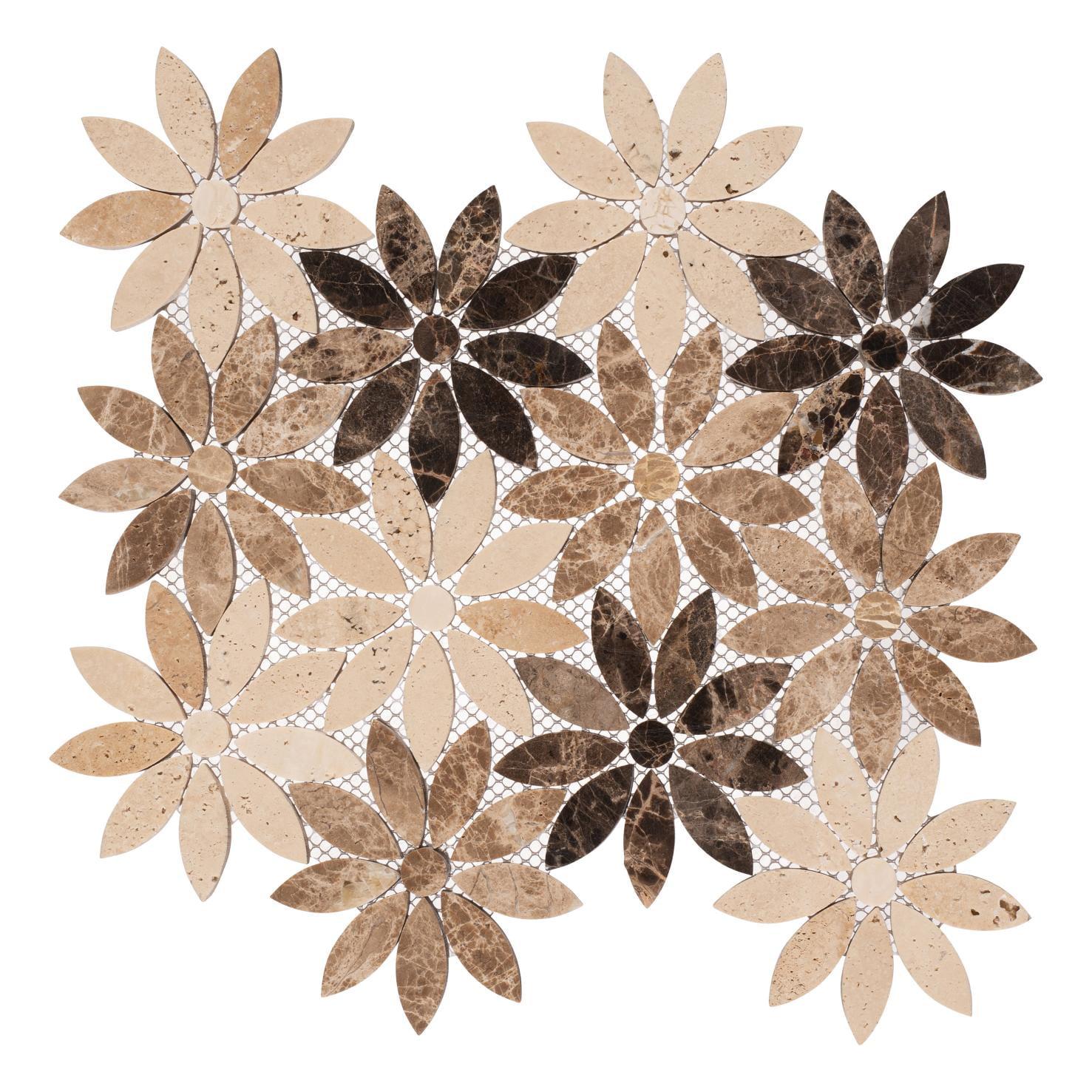 Fresh Novelty Flower Polished Natural Stones Wall & Floor Mosaic Tile