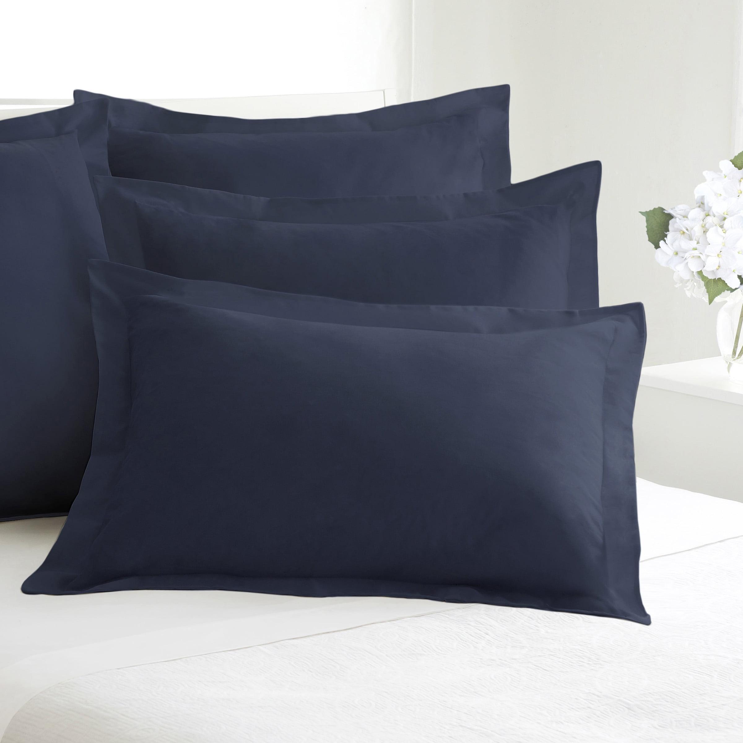 Navy Embroidered Cotton Polyester Standard Pillow Sham Set