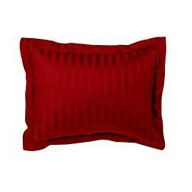 Fresh Ideas RET298XXREDX07 Luxury Damask Stripe Tailored 500 Thread Count Sham, Red - Standard Size