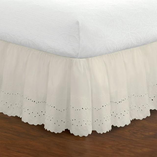 Fresh Ideas Fresh Ideas Ruffled Eyelet Bed Skirt, 14" Drop Length