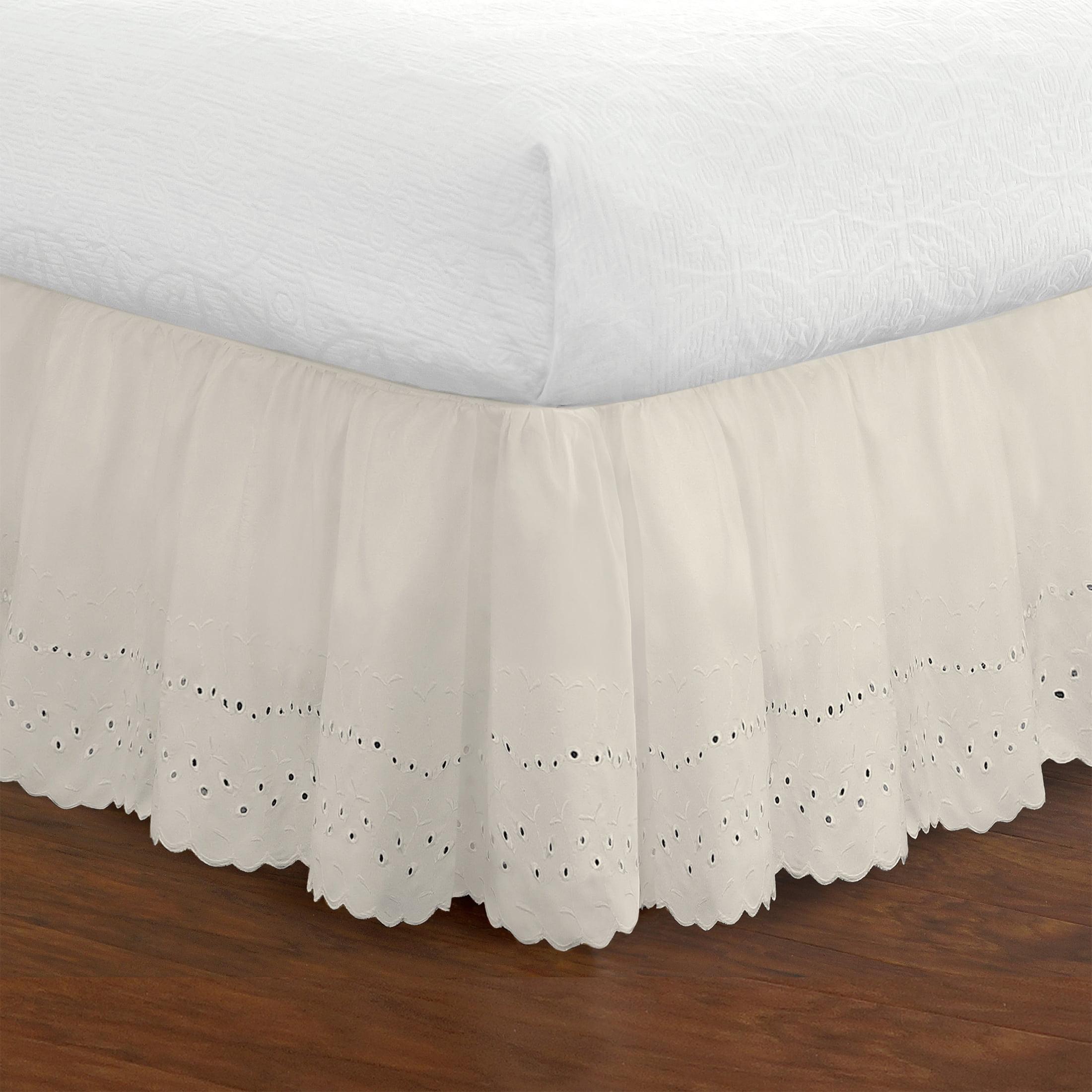 Fresh Ideas Fresh Ideas Ruffled Eyelet Bed Skirt, 14" Drop Length