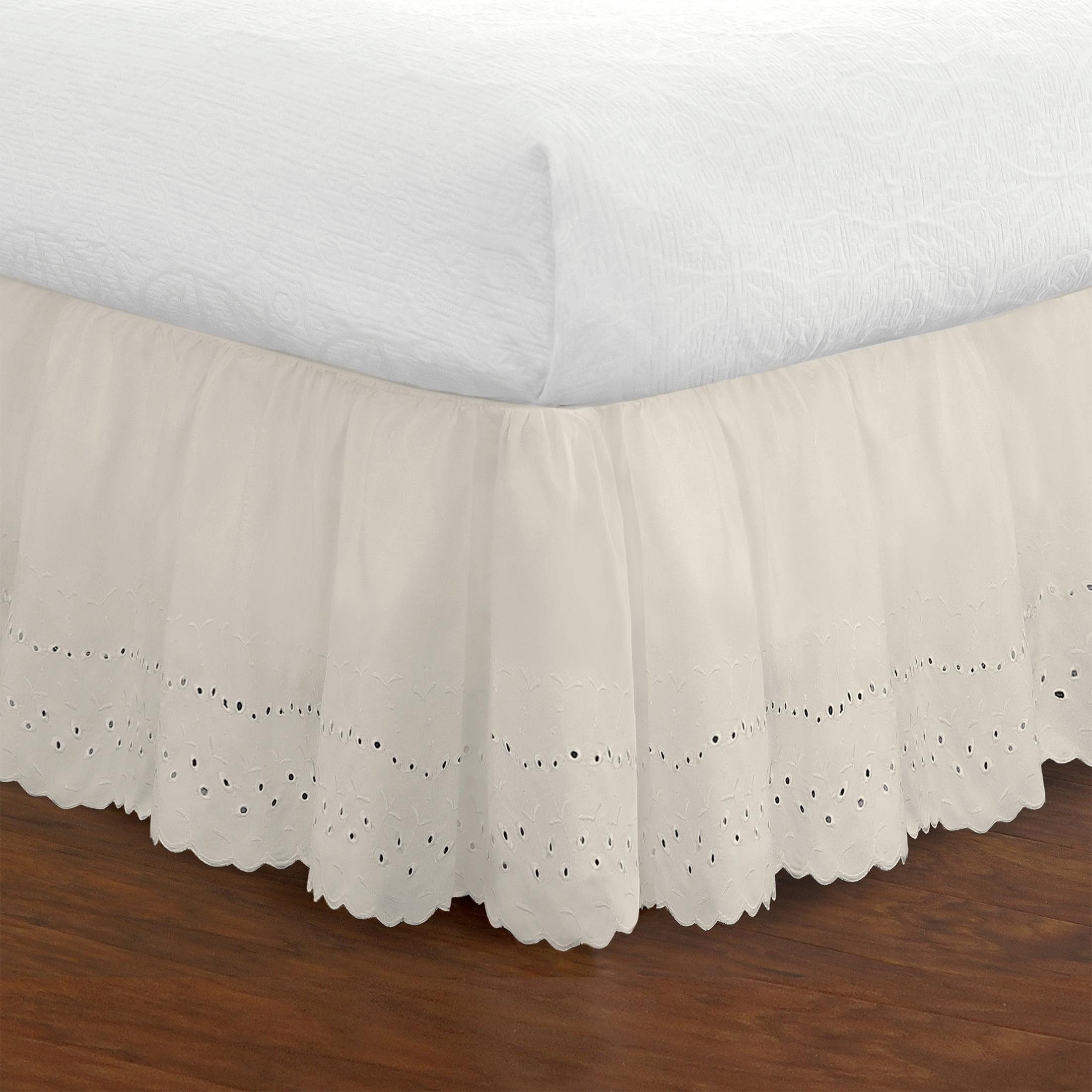 Fresh Ideas Traditiol Ivory Ruffled Polyester Bed Skirt, Queen