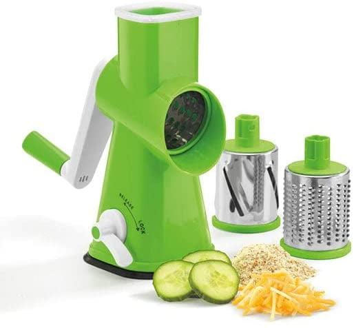 Green Rotary Drum Grater with Stainless Steel Drums