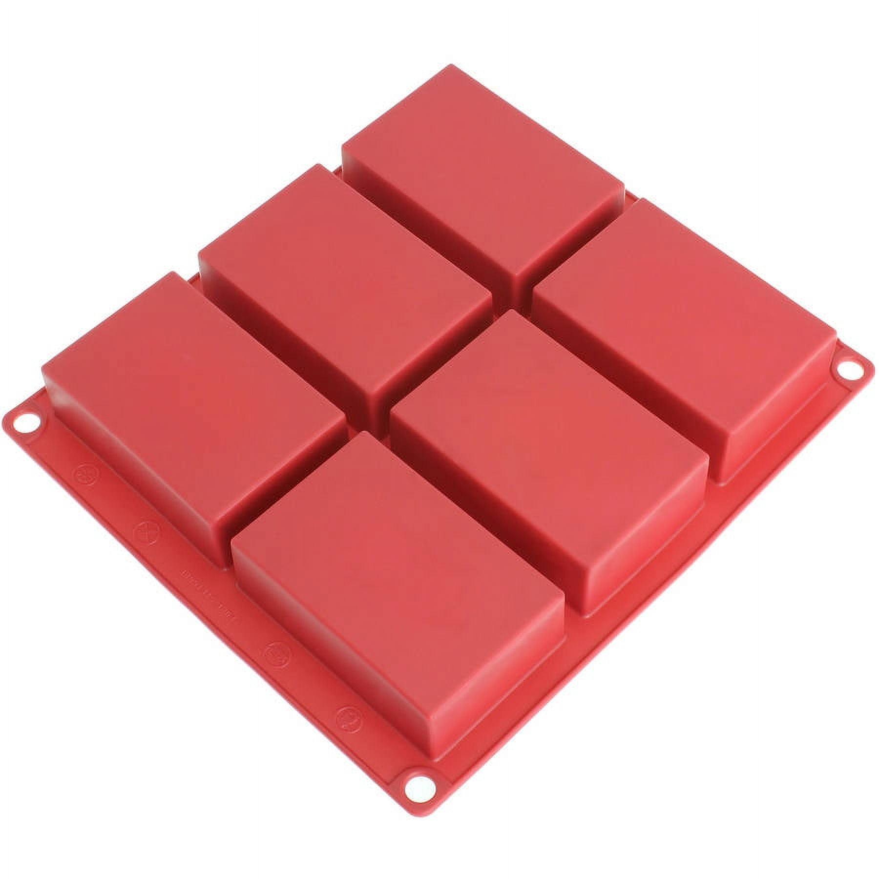 Red Silicone 6-Cavity Rectangle Soap and Candle Mold