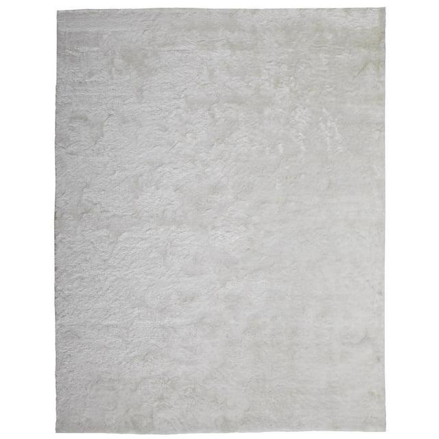 Freya Plush Shag Area Rug with Metallic Sheen, Bright White, 7ft-6in x 9ft-6in