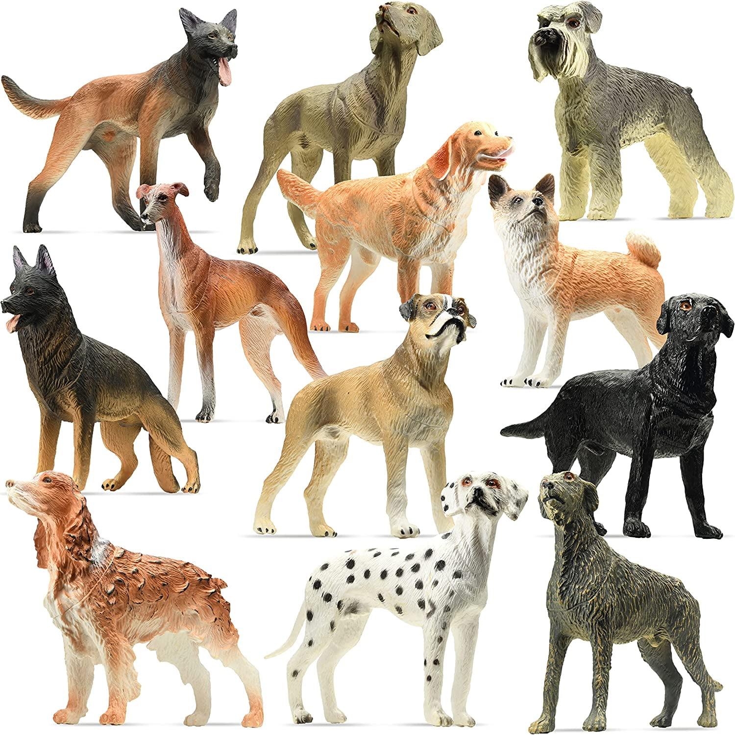 Set of 12 Realistic Plastic Dog Figurines for Kids