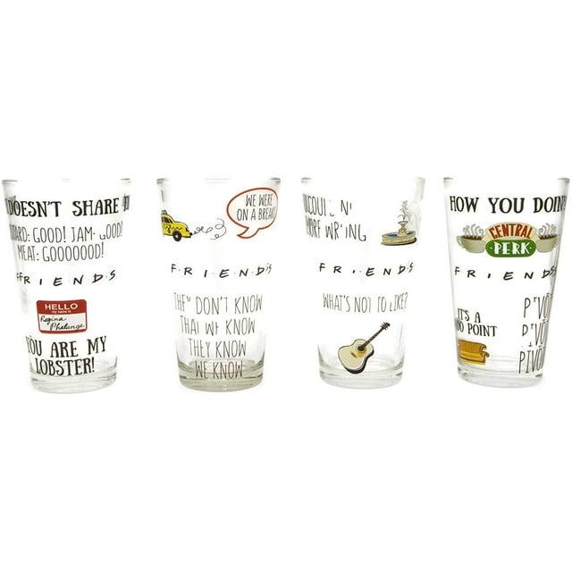 Friends Quotes Pattern 4-Piece 16 oz Pub Glass Set